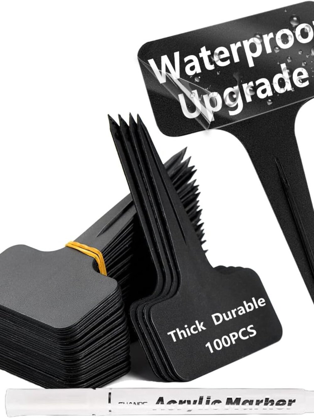 100 Pcs Waterproof Black Durable Plastic Plant Outdoor Garden Labels Nursery Mar